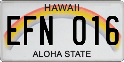 HI license plate EFN016