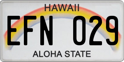 HI license plate EFN029