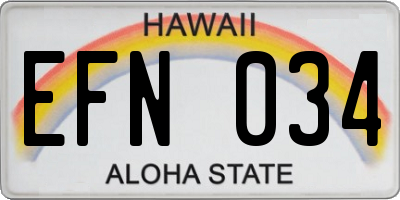 HI license plate EFN034