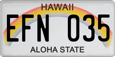 HI license plate EFN035