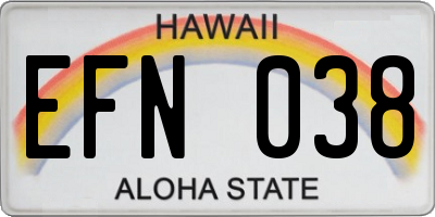 HI license plate EFN038