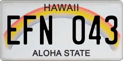 HI license plate EFN043