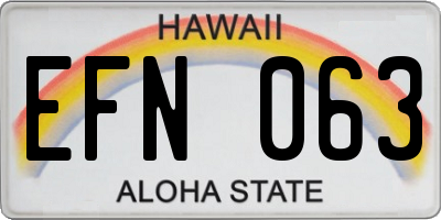 HI license plate EFN063