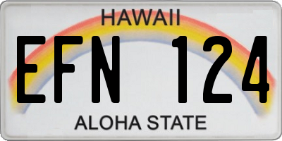 HI license plate EFN124