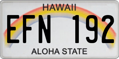 HI license plate EFN192