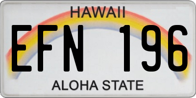 HI license plate EFN196