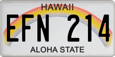 HI license plate EFN214