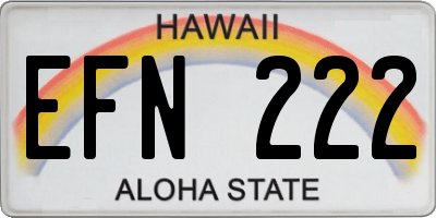 HI license plate EFN222