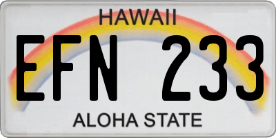 HI license plate EFN233