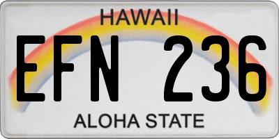 HI license plate EFN236