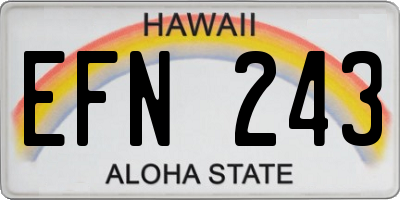 HI license plate EFN243