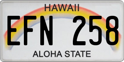 HI license plate EFN258