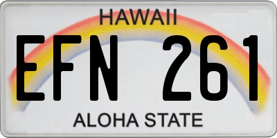 HI license plate EFN261