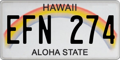 HI license plate EFN274