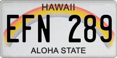HI license plate EFN289