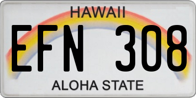 HI license plate EFN308