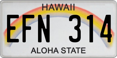 HI license plate EFN314