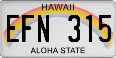 HI license plate EFN315