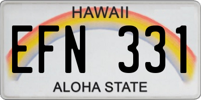 HI license plate EFN331