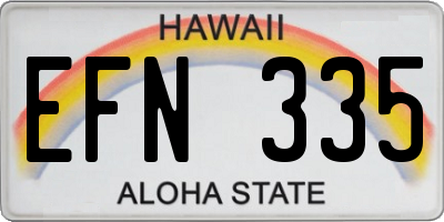 HI license plate EFN335