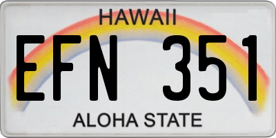 HI license plate EFN351