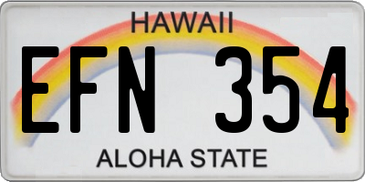 HI license plate EFN354