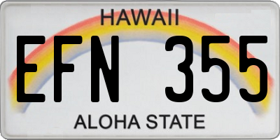 HI license plate EFN355