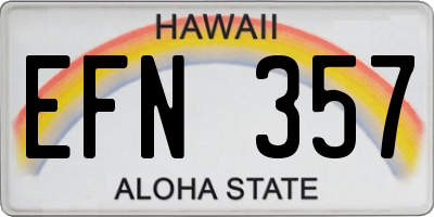 HI license plate EFN357