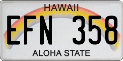 HI license plate EFN358