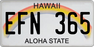 HI license plate EFN365