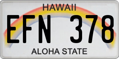 HI license plate EFN378