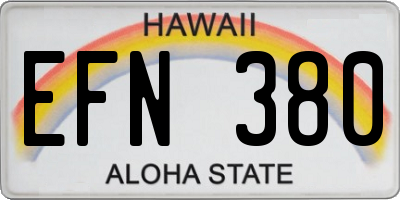 HI license plate EFN380