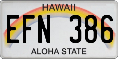 HI license plate EFN386