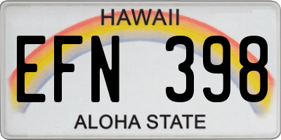 HI license plate EFN398