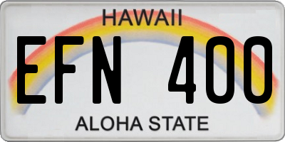 HI license plate EFN400