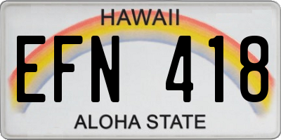 HI license plate EFN418