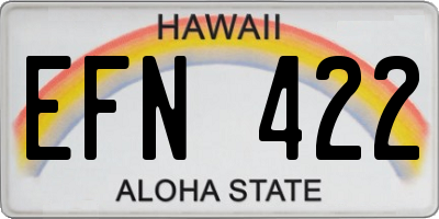 HI license plate EFN422