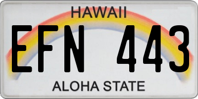 HI license plate EFN443