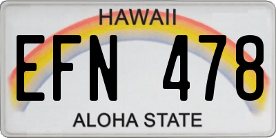HI license plate EFN478