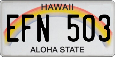 HI license plate EFN503