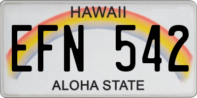 HI license plate EFN542