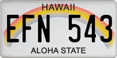 HI license plate EFN543
