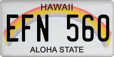 HI license plate EFN560