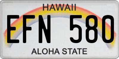 HI license plate EFN580