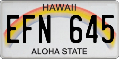HI license plate EFN645
