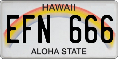 HI license plate EFN666