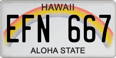 HI license plate EFN667