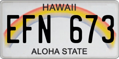 HI license plate EFN673