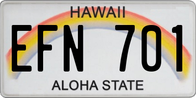 HI license plate EFN701
