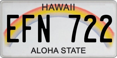 HI license plate EFN722